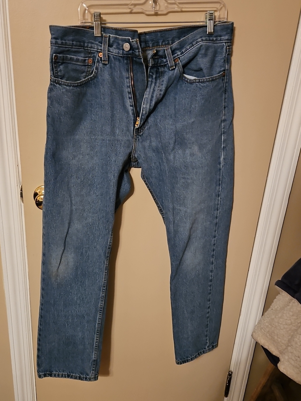 Levi's Light Blue Slim Straight Jeans with Tan Patch